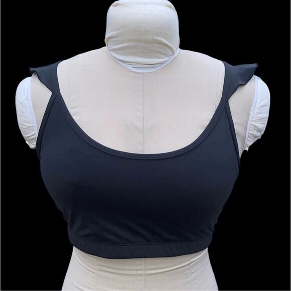 Joy Lab Women’s Sports Bra Racer Back Ruffle Strap Sz. L Black Athletic - Picture 3 of 10